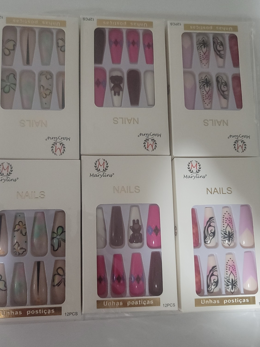 Pink and Purple Press-On Nail Set - Floral & Pattern Designs